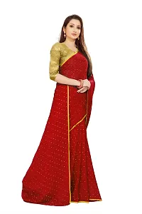 Rhey The Women's beautiful Foil Printed Saree With unstitched blouse piece for women's and girl's (Red)-thumb2