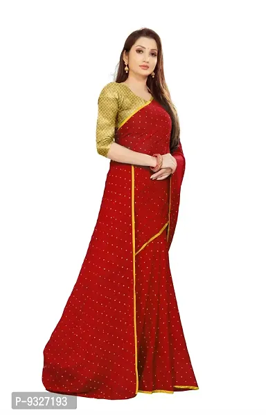 Rhey The Women's beautiful Foil Printed Saree With unstitched blouse piece for women's and girl's (Red)-thumb3