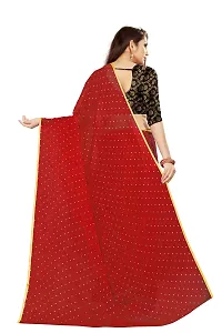 Rhey The Women's beautiful Chiffon Foil Printed Saree With unstitched blouse piece for women's and girl's (Red)-thumb3