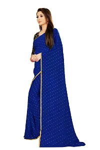 Rhey The Women's beautiful Chiffon Foil Printed Saree With unstitched blouse piece for women's and girl's (Dark Blue)-thumb1