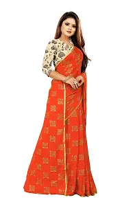 Rhey Women's Banarasi Pure Chiffon Saree with Blouse Piece (RBOXF07_Orange)-thumb4