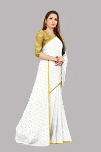 Rhey The Women's beautiful Foil Printed Saree With unstitched blouse piece for women's and girl's (White)-thumb4