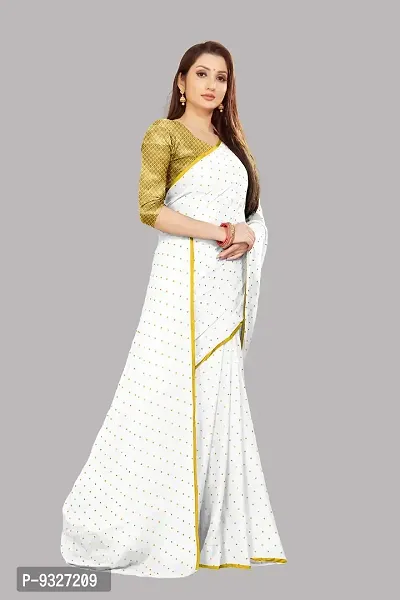 Rhey The Women's beautiful Foil Printed Saree With unstitched blouse piece for women's and girl's (White)-thumb5