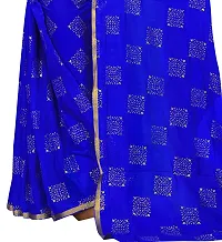 Rhey The Women Foil Printed Work Chiffon Saree With Unstitched Blouse Piece (Blue)-thumb2