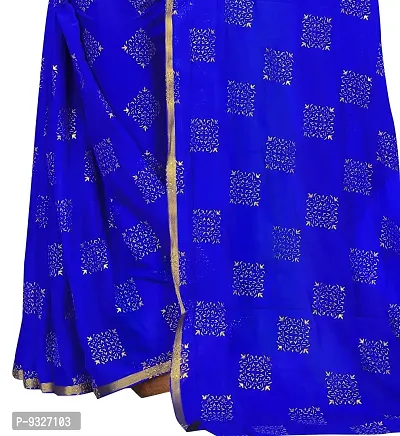 Rhey The Women Foil Printed Work Chiffon Saree With Unstitched Blouse Piece (Blue)-thumb3
