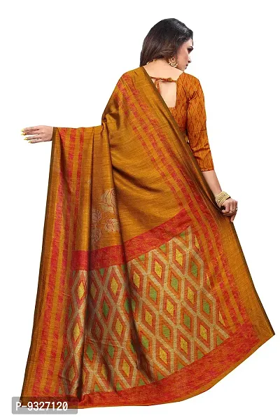 Rhey The Women's Printed Silk Saree With Unstitched Blouse Piece (Mustard)-thumb2