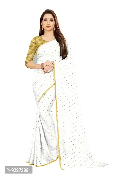 Rhey The Women's beautiful Foil Printed Saree With unstitched blouse piece for women's and girl's (White)-thumb0