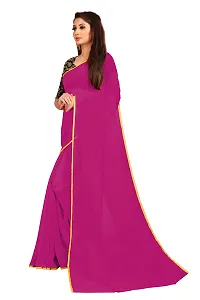 Rhey The Festive Plain Georgette Saree With Unstitched Jaquard Blouse Piece (Purple)-thumb1