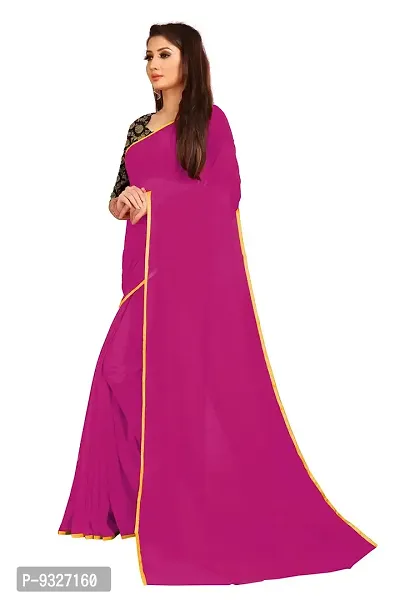 Rhey The Festive Plain Georgette Saree With Unstitched Jaquard Blouse Piece (Purple)-thumb2