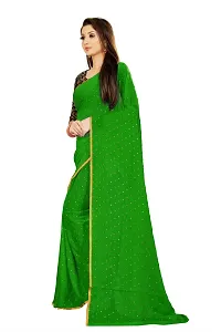 Rhey The Women's beautiful Chiffon Foil Printed Saree With unstitched blouse piece for women's and girl's (Green)-thumb1