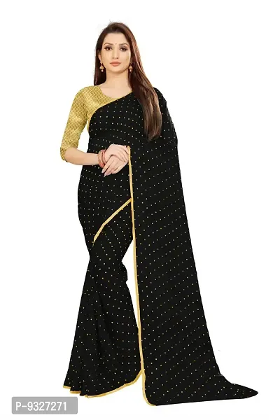 Rhey The Women's beautiful Foil Printed Saree With unstitched blouse piece for women's and girl's (Black)-thumb0