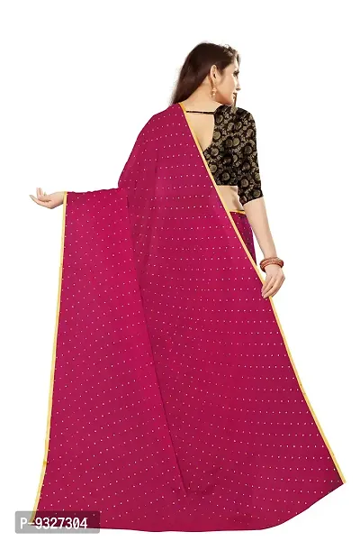 Rhey The Women's beautiful Chiffon Foil Printed Saree With unstitched blouse piece for women's and girl's (Pink)-thumb4