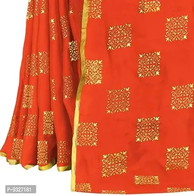 Rhey Women's Chiffon Saree With Blouse Piece (RBOXB07_Orange)-thumb3