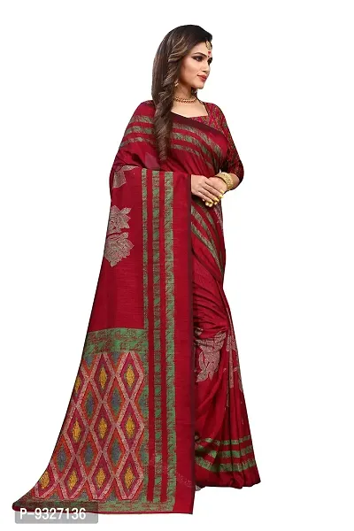 RHEY Women's Pure Silk Banarasi weaving Saree with Silk Blouse Piece (Colour - Maroon) - Zari Work with Tassels-thumb5