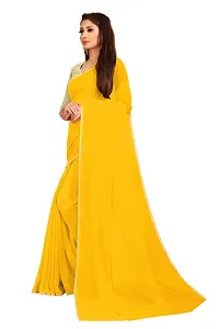 Rhey The Festive Plain Georgette Saree With Unstitched Jaquard Blouse Piece (Yellow)-thumb3