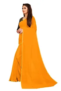 Rhey The Festive Plain Georgette Saree With Unstitched Jaquard Blouse Piece (Orange)-thumb1