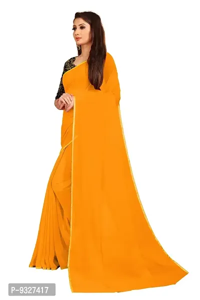 Rhey The Festive Plain Georgette Saree With Unstitched Jaquard Blouse Piece (Orange)-thumb2