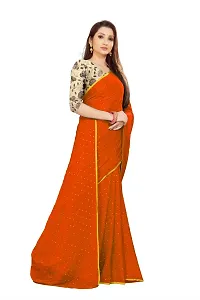 Rhey The Women's beautiful Foil Printed Saree With unstitched blouse piece for women's and girl's (Orange)-thumb2