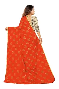 Rhey Women's Banarasi Pure Chiffon Saree with Blouse Piece (RBOXF07_Orange)-thumb1