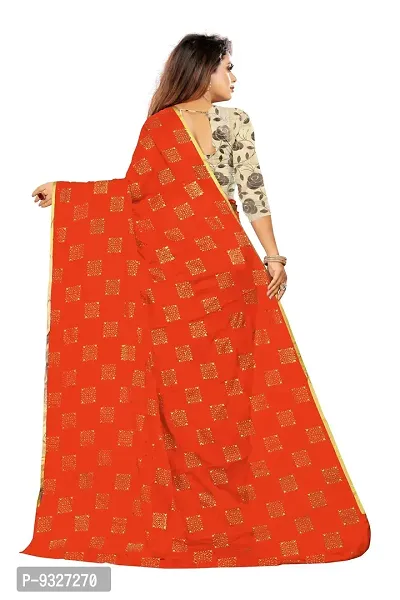 Rhey Women's Banarasi Pure Chiffon Saree with Blouse Piece (RBOXF07_Orange)-thumb2