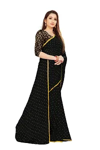 Rhey The Women's beautiful Chiffon Foil Printed Saree With unstitched blouse piece for women's and girl's (Black)-thumb2