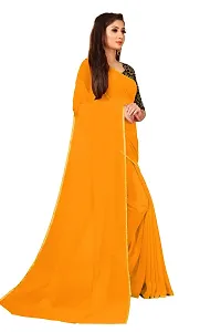 Rhey The Festive Plain Georgette Saree With Unstitched Jaquard Blouse Piece (Orange)-thumb2