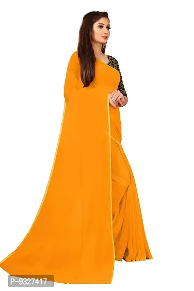 Rhey The Festive Plain Georgette Saree With Unstitched Jaquard Blouse Piece (Orange)-thumb3