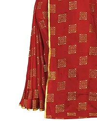 Rhey The women foil printed chiffon saree with Unstitched blouse piece (Red)-thumb2