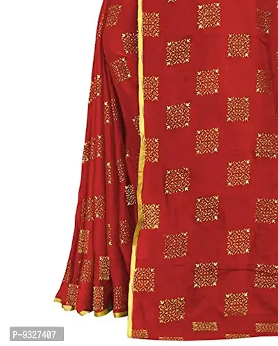 Rhey The women foil printed chiffon saree with Unstitched blouse piece (Red)-thumb3