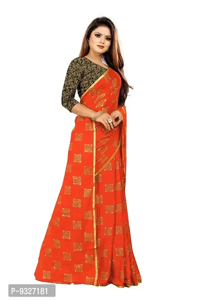 Rhey Women's Chiffon Saree With Blouse Piece (RBOXB07_Orange)-thumb5