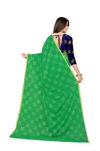 Rhey The Women Foil Printed Work Chiffon Saree With Unsttiched Blouse Piece (Green)-thumb1