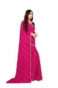 Rhey The Women Foil Printed Work Chiffon Saree With Unstitched Blouse Piece (Pink)-thumb4