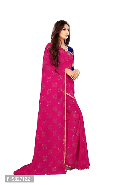 Rhey The Women Foil Printed Work Chiffon Saree With Unstitched Blouse Piece (Pink)-thumb5