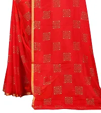 Rhey The Women Foil Printed Work Chiffon Saree With Unstitched Blouse Piece (Red)-thumb2