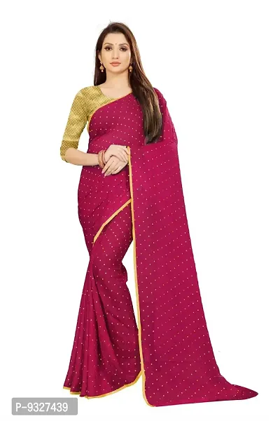 Rhey The Women's beautiful Foil Printed Saree With unstitched blouse piece for women's and girl's (Pink)-thumb0