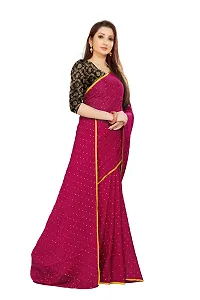 Rhey The Women's beautiful Chiffon Foil Printed Saree With unstitched blouse piece for women's and girl's (Pink)-thumb2