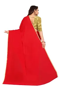 Rhey The Festive Plain Georgette Saree With Unstitched Jaquard Blouse Piece (Maroon)-thumb1