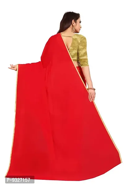 Rhey The Festive Plain Georgette Saree With Unstitched Jaquard Blouse Piece (Maroon)-thumb2