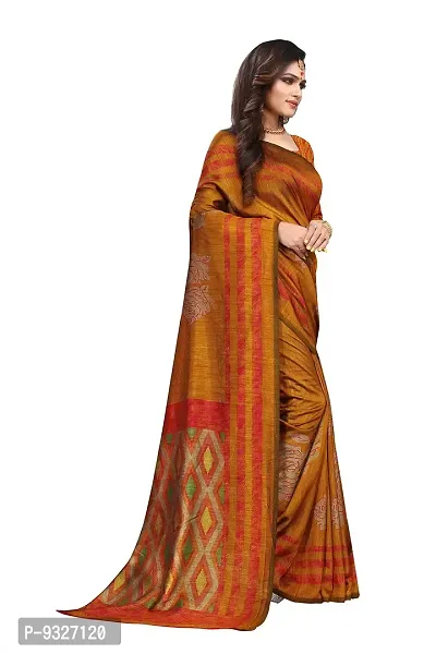 Rhey The Women's Printed Silk Saree With Unstitched Blouse Piece (Mustard)-thumb5