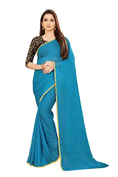 Tokyo Trade Womens Bollywood Chiffon Saree With Unstitched Blouse Piece