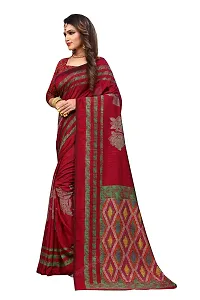 RHEY Women's Pure Silk Banarasi weaving Saree with Silk Blouse Piece (Colour - Maroon) - Zari Work with Tassels-thumb1