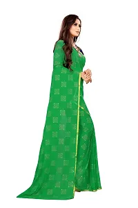 Rhey The Women Foil Printed Work Chiffon Saree With Unsttiched Blouse Piece (Green)-thumb4