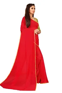 Rhey The Festive Plain Georgette Saree With Unstitched Jaquard Blouse Piece (Maroon)-thumb4