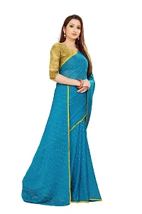 Rhey The Women's beautiful Foil Printed Saree With unstitched blouse piece for women's and girl's (Light Blue)-thumb4