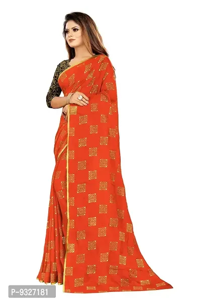 Rhey Women's Chiffon Saree With Blouse Piece (RBOXB07_Orange)-thumb4