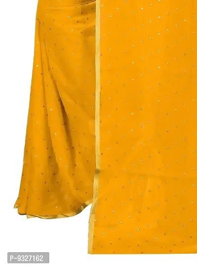 Rhey The Women's beautiful Foil Printed Saree With unstitched blouse piece for women's and girl's (Yellow)-thumb3