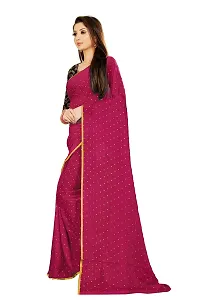 Rhey The Women's beautiful Chiffon Foil Printed Saree With unstitched blouse piece for women's and girl's (Pink)-thumb1