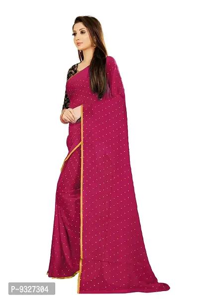 Rhey The Women's beautiful Chiffon Foil Printed Saree With unstitched blouse piece for women's and girl's (Pink)-thumb2