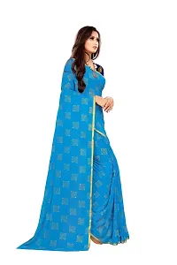 Rhey The Women Foil Printed Work Chiffon Saree With Unstitched Blouse Piece (Light Blue)-thumb4