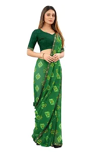 Rhey Women beautiful Chiffon Badhani Printed Saree With unstitched blouse piece for women and girl (Green)-thumb4